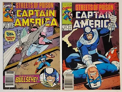 Buy Captain America #373-374 Set (1990, Marvel) FN/VF Newsstand Return Of Bullseye • 3.99£