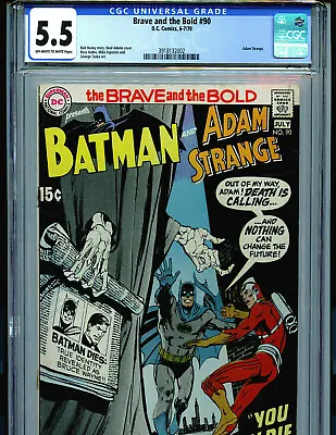 Buy Brave And The Bold #90  CGC 5.5 1970 DC Batman Adam Strange Amricons K44 • 127.92£