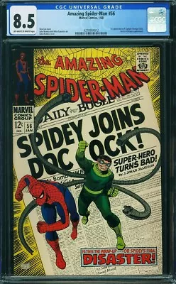 Buy Amazing Spider-man #56 Cgc 8.5 Ow-w Marvel Comics 1968 Doc Ock 1st Captain Stacy • 281.49£