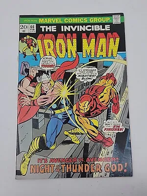 Buy IRON MAN #66 Feb 1974  Classic Cover Thor Vs Iron Man Key Issue • 28.50£