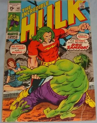 Buy Marvel Lot INCREDIBLE HULK#141 1971 1st Doc Samson VG 4.0 • 39.51£