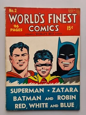 Buy World's Finest Best Comics #2 Vg+ (4.5) June 1941 Dc Superman Batman Robin ** • 2,499.99£