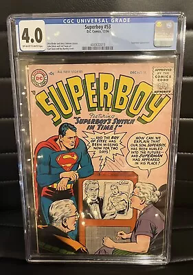 Buy 1956 DC SUPERBOY #53 CGC 4.0 OW/W Superman Appearance Cover BEAUTY • 158.28£