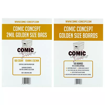 Buy Comic Concept Comic Bags And Backing Boards -- GOLDEN Age Size -- Great Value!! • 4.89£