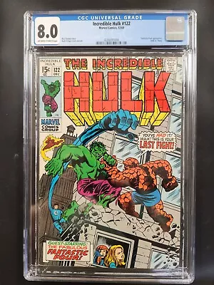 Buy 1969 Incredible Hulk 122 CGC 8.0 Fantastic Four Appearance.Hulk Vs Thing • 118.54£