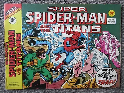 Buy Marvel UK  Spider Man And The Titans Comic #215 23rd March 1977 • 3£