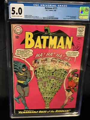 Buy Batman #171 CGC 5.0 First Silver Age Appearance Of The Riddler 1965 • 558.86£