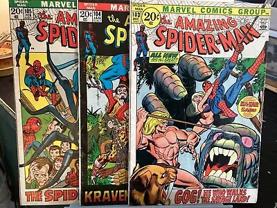 Buy 3 Comics Lot Amazing Spider-man #103 104 105 Marvel 1st Appearance Gog 1963 Vol1 • 59.96£