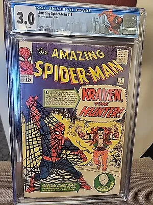Buy Amazing Spider-man 15 - Cgc 3.0 - 1st Appearance Of Kraven (1964) • 595.76£