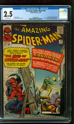 Buy Amazing SPIDER MAN 18 CGC 2.5 Stan Lee 1st Ned Leeds Sandman Story Ditko 11/1964 • 158.86£