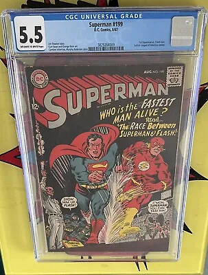 Buy Superman #199 CGC 5.5 From 1967 First Superman Vs Flash Race. • 225£