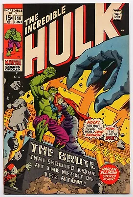 Buy Incredible Hulk 140 VF- 7.5 1971 Marvel 1st App Jarella Herb Trimpe • 55.97£