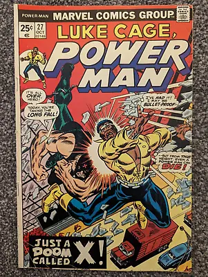 Buy Luke Cage Power Man 27. Marvel Comics 1975. 1st Appearance Of The Man Called X • 2.49£