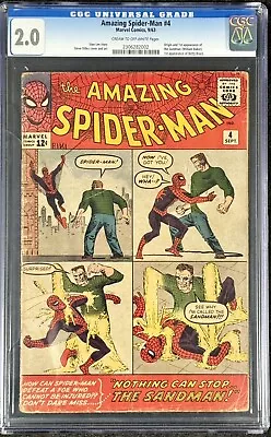 Buy Amazing Spider-Man #4 - Marvel Comics 1963 CGC 2.0 Origin And 1st Appearance Of  • 728.45£