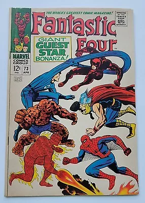 Buy Fantastic Four #73 FN- Spider-Man ~ Thor ~ Daredevil Apps 1967 Jack Kirby Art • 63.16£
