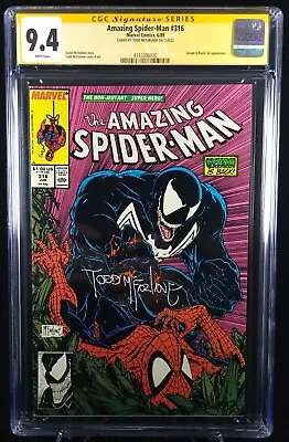 Buy Amazing Spider-Man #316 CGC 9.4 SS Signed By Todd McFarlane Classic Venom Cover! • 396.29£
