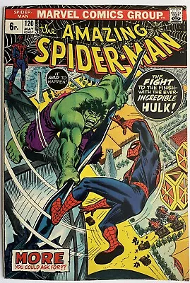 Buy Amazing Spider-Man #120 (1973) Spider-Man Vs Hulk Part 2 • 59.95£