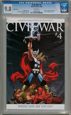 Buy Civil War #4 Michael Turner Thor Variant Cgc 9.8 Marvel Comics Movie • 49.95£