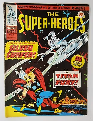 Buy The Super-Heroes #8 VG/FN UK Silver Surfer 4 1975 • 30£