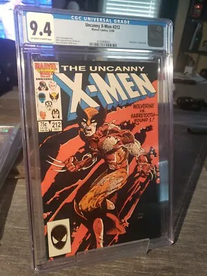 Buy Uncanny X-Men 212 (CGC 9.4) 1st Wolverine VS Sabretooth (Marvel 1986) Direct • 59.16£