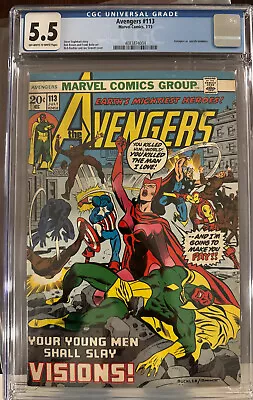 Buy Avengers #113 CGC 5.5 (FN+ 1973) Wanda & Vision - Off White To White Pages • 63.24£