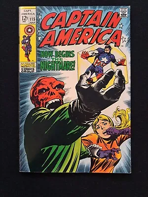 Buy Captain America 115 Marvel Comics 1969 Red Skull Cover Nice Copy Silver Age • 80.57£