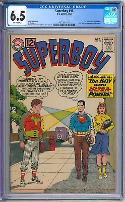 Buy Superboy 98 CGC Graded 6.5 FN+ OW Pages 1st Ultra Boy DC Comics 1962 • 138.32£