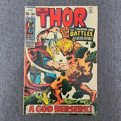Buy Thor #166, Key, 2nd Full App Of Warlock (Him), Marvel 1969 • 15.98£