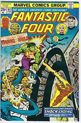 Buy Fantastic Four 167 1976 VF/NM 9.0 Kirby/Sinnott-c Perez Hulk/Thing Battle • 39.52£