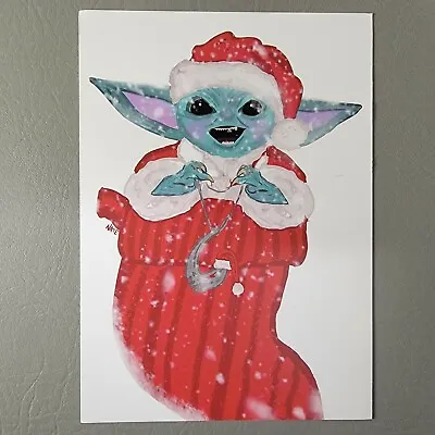 Buy Grogu Baby Yoda Christmas Stocking Art Print ComicTom101 MMC Star Wars • 7.67£