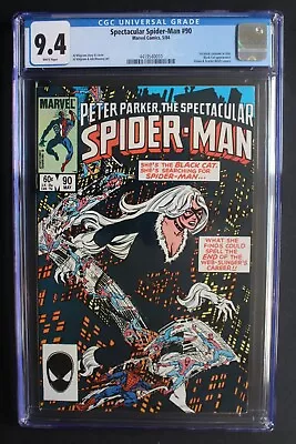 Buy SPECTACULAR SPIDER-MAN #90 1st BLACK Venom COSTUME Title 1984 Black Cat CGC 9.4 • 78.27£