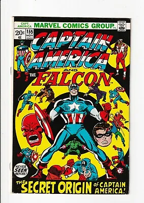 Buy Captain America #155 Origin Retold- Glossy Higher Grade 1st Print 1972 • 15.80£