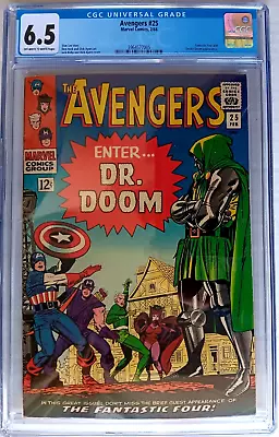 Buy AVENGERS #25 CGC 6.5 OW-W 1966 Stan LEE, Ayers & KIRBY Doctor Doom & Fantastic F • 207.88£