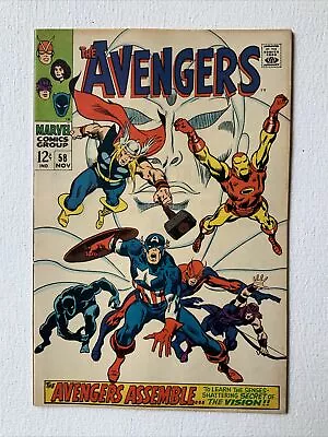 Buy Avengers #58 2nd Appearance Vision! Ultron/Vision Origin! Marvel 1968 VF- • 39.52£