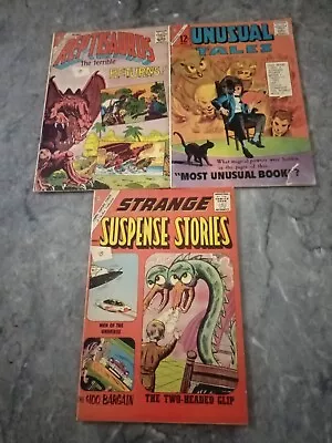 Buy Charlton Comics, 3 Comic Bundle, Reptisaurus, Unusual Tales, Suspense Stories Fn • 44.99£