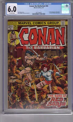 Buy Conan The Barbarian #24 (1973) 6.0 CGC '1ST App...Red SONYA'' Barry Smith Art • 102.77£