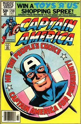 Buy Captain America #250-1980 Fn+ 6.5 Captain America For President Newsstand • 10.55£