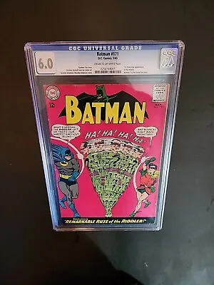 Buy Batman #171 6.0 Cgc (DC 1965) 1st Appearance Silver Age Riddler • 944.72£