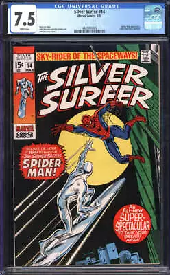 Buy Silver Surfer #14 Cgc 7.5 White Pages // Surfer Vs Spider-man Marvel 1970 • 181.84£