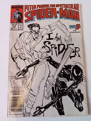Buy SPECTACULAR SPIDER-MAN (1987) #133 NEWSSTAND Bill Sienkiewicz BLK/WHITE COVER • 6.83£