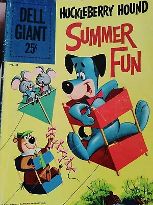 Buy 1960 Huckleberry Hound Summer Fun Dell Giant Comic Book No. 31 • 11.82£