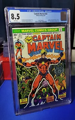Buy Captain Marvel #32 (1974) CGC 8.5 WP Starlin Janson Origin Of Drax Thanos App • 51.37£