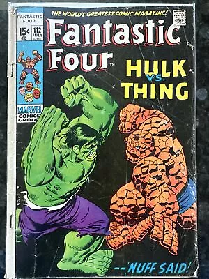 Buy Fantastic Four #112 1971 Key Marvel Comic Book Classic Battle Of Hulk Vs. Thing • 44.20£