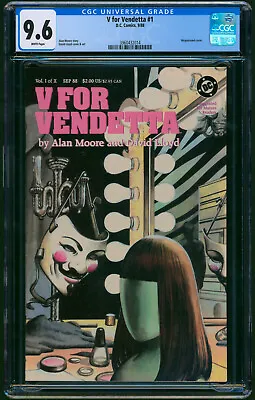 Buy V FOR VENDETTA #1 1988 DC Comics CGC 9.6 White Pages Alan Moore Wraparound Cover • 127.42£