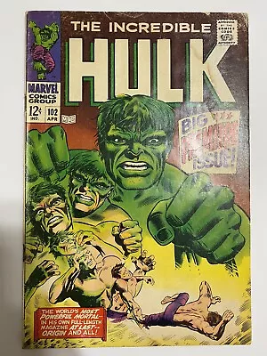 Buy Incredible Hulk #102 Premiere Issue Marvel Comics 1968 • 118.12£