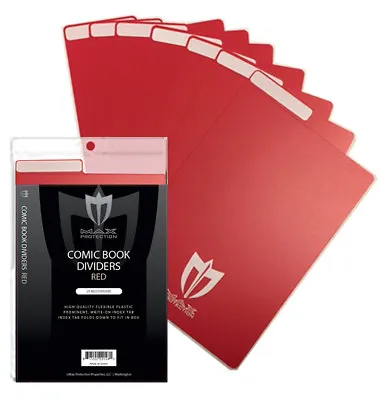 Buy 50 Max Pro Red Plastic Comic Book Dividers With Folding Write On Tab • 37.94£