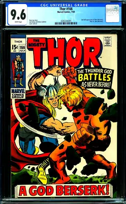 Buy THOR #166 CGC 9.6 WP 1st Full WARLOCK (HIM) & Classic BATTLE COVER!! Marvel 1969 • 2,043.06£