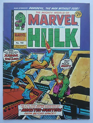 Buy Mighty World Of Marvel #102 - Hulk - Marvel UK Comic - 14 September 1974 VF- 7.5 • 5.25£