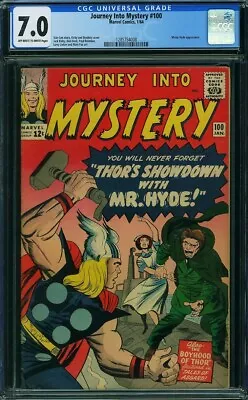 Buy Journey Into Mystery 100 Cgc 7.0 Oww Pages 2nd Mr Hyde App 1964 C4 • 237.17£