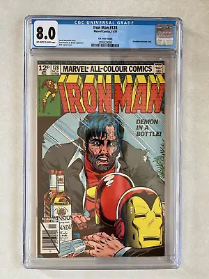 Buy Iron Man #128 CGC 8.0 UK Price Marvel Comics Tony Stark Alcoholism Cover 11/79 • 142.52£